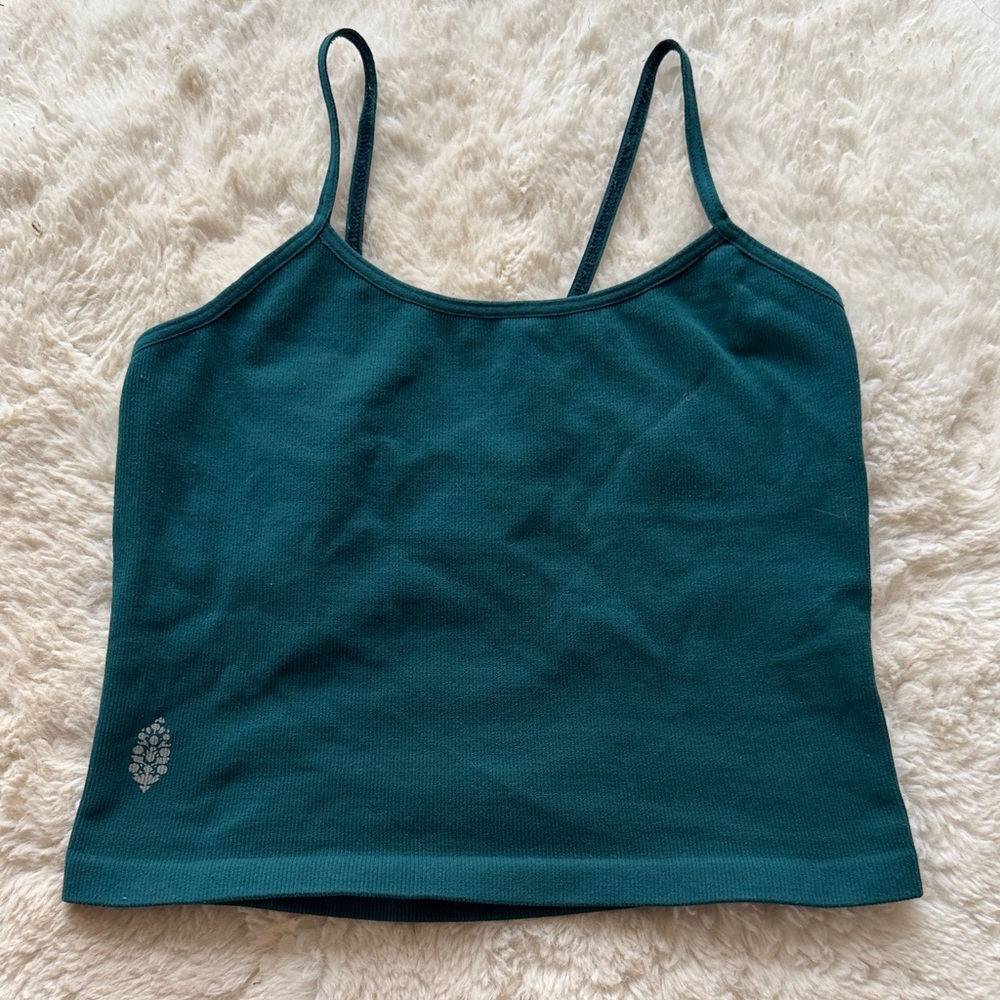 FP Movement by Free People Teal Spaghetti Strap Crop Tank